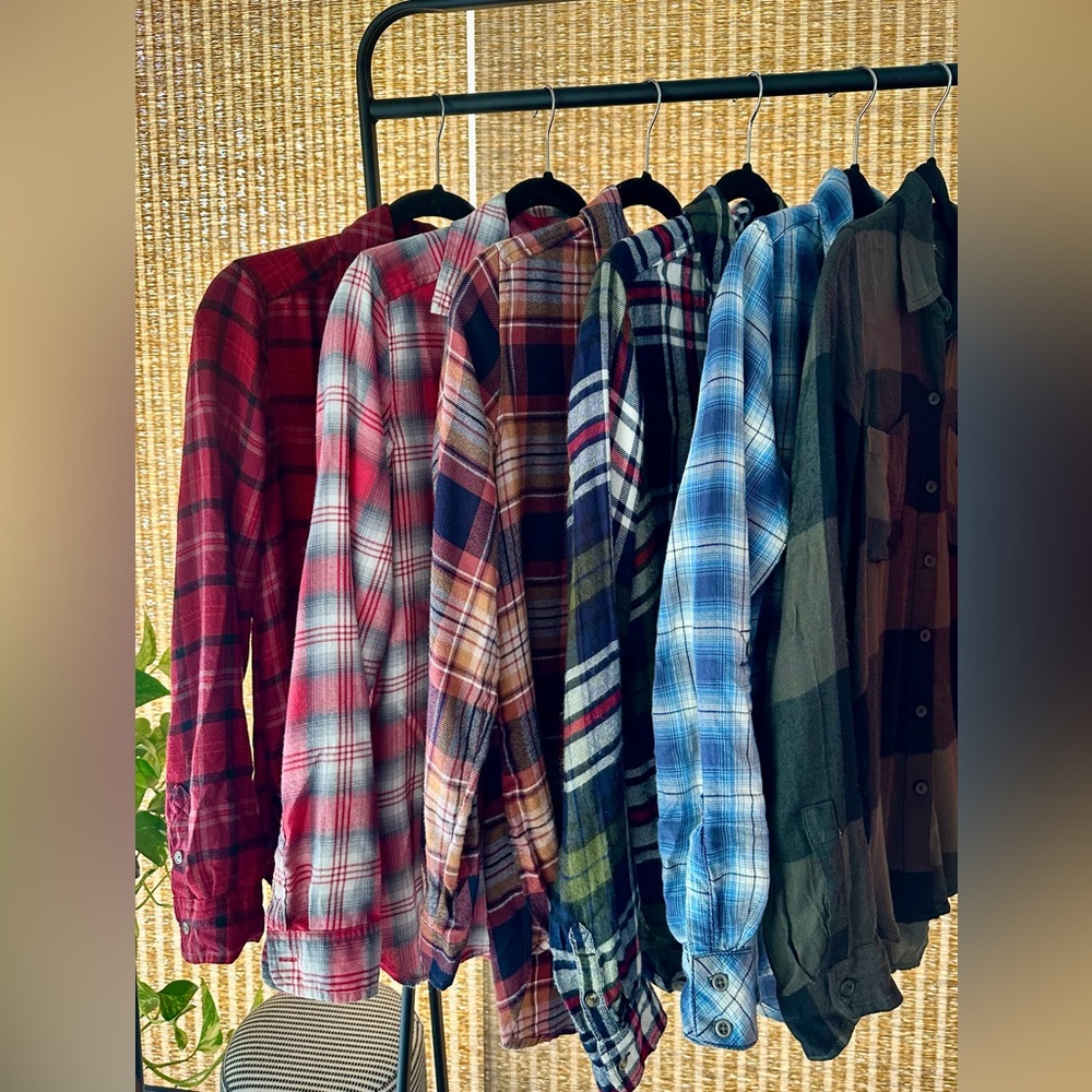 6 American Eagle Lucky Womens Plaid Button Down Flannel Shirts